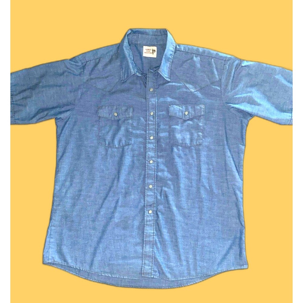 Vintage Saddle King Western Men's 2XL Pearl Snap Short Sleeve